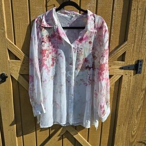 Indigo Soul Pink Floral Button Down Shirt